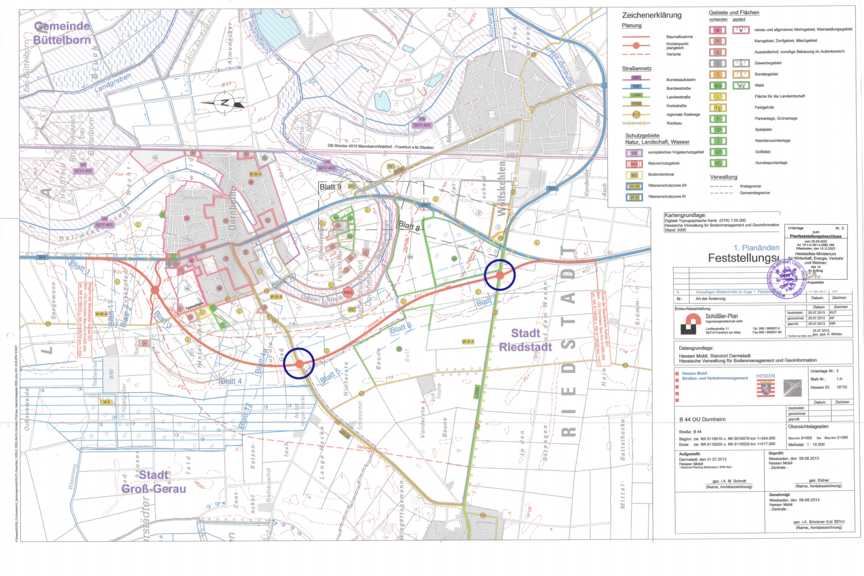 Ortsumfahrung Dornheim (mit Kennzeichnung der betroffenen Kreisverkehrsplätze) Ortsumfahrung Dornheim