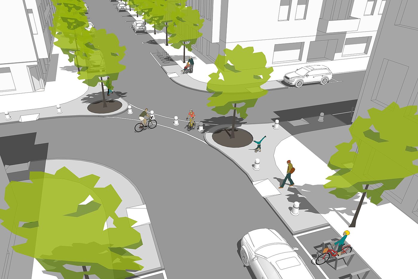 Modale Filter durch bauliche Sperren Modale Filter durch bauliche Sperren: Kfz werden durch bauliche Sperren verhindert.